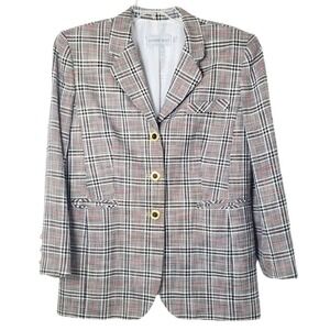 Howard Wolf Vintage Black & Red Plaid 1980s 90s Blazer Jacket Size 12 Made In US